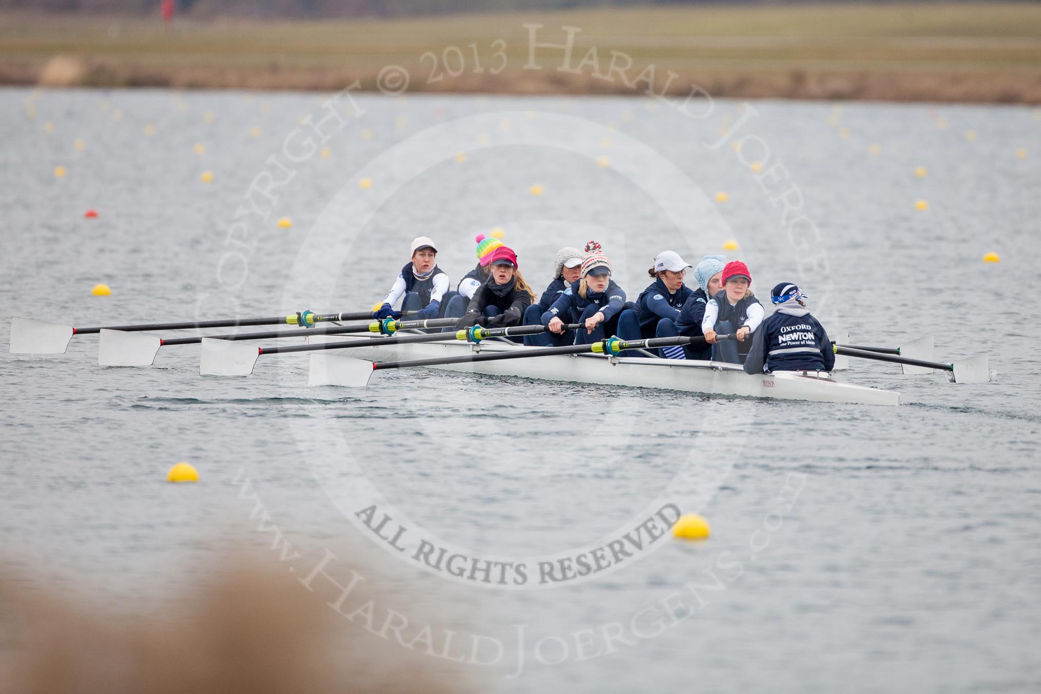 The Boat Race season 2013 - fixture OUWBC vs Molesey BC: The OUWBC Eight: Bow Mariann Novak, Alice Carrington-Windo, Mary Foord Weston, Joanna Lee, Amy Varney, Harriet Keane, Anastasia Chitty, stroke Maxie Scheske and cox Sophie Shawdon..
Dorney Lake,
Dorney, Windsor,
Berkshire,
United Kingdom,
on 24 February 2013 at 12:04, image #111