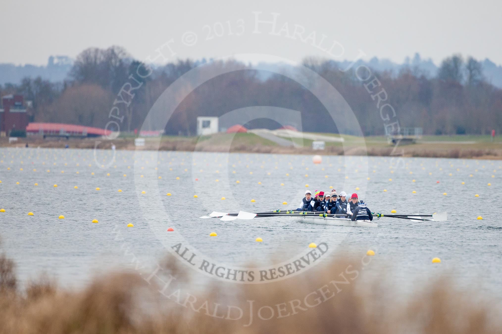 The Boat Race season 2013 - fixture OUWBC vs Molesey BC: The OUWBC Eight: Bow Mariann Novak, Alice Carrington-Windo, Mary Foord Weston, Joanna Lee, Amy Varney, Harriet Keane, Anastasia Chitty, stroke Maxie Scheske and cox Sophie Shawdon..
Dorney Lake,
Dorney, Windsor,
Berkshire,
United Kingdom,
on 24 February 2013 at 12:04, image #115