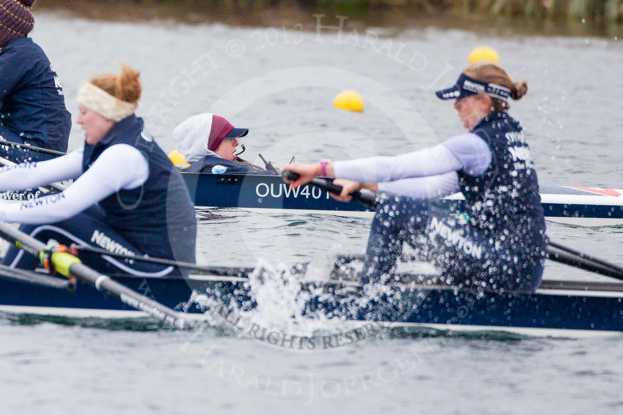 The Boat Race season 2013 - fixture OUWBC vs Molesey BC: OUWBC's coxed fours, in focus cox Olivia Cleary, in front Eleanor Darlington and Maria Mazza..
Dorney Lake,
Dorney, Windsor,
Berkshire,
United Kingdom,
on 24 February 2013 at 12:19, image #130