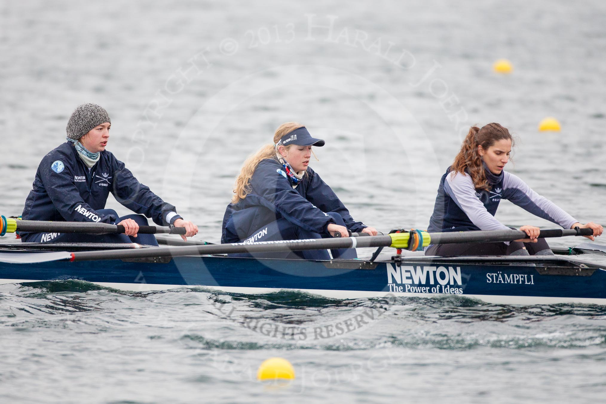 The Boat Race season 2013 - fixture OUWBC vs Molesey BC: OUWBC coxed four, here  Rachel Purkess, Emily Chittock and stroke Hannah Ledbury ..
Dorney Lake,
Dorney, Windsor,
Berkshire,
United Kingdom,
on 24 February 2013 at 12:31, image #145