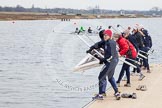 The Boat Race season 2013 - fixture OUWBC vs Molesey BC: Getting ready for the second time on this cold morning - the OUWBC boat with Stroke Maxie Scheske, Anastasia Chitty, Harriet Keane, Amy Varney, Joanna Lee, Mary Foord Weston, Alice Carrington-Windo, Mariann Novak..
Dorney Lake,
Dorney, Windsor,
Berkshire,
United Kingdom,
on 24 February 2013 at 11:12, image #21