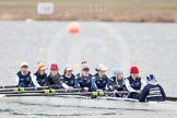 The Boat Race season 2013 - fixture OUWBC vs Molesey BC: The OUWBC Eight: Bow Mariann Novak, Alice Carrington-Windo, Mary Foord Weston, Joanna Lee, Amy Varney, Harriet Keane, Anastasia Chitty, stroke Maxie Scheske and cox Sophie Shawdon..
Dorney Lake,
Dorney, Windsor,
Berkshire,
United Kingdom,
on 24 February 2013 at 12:04, image #113