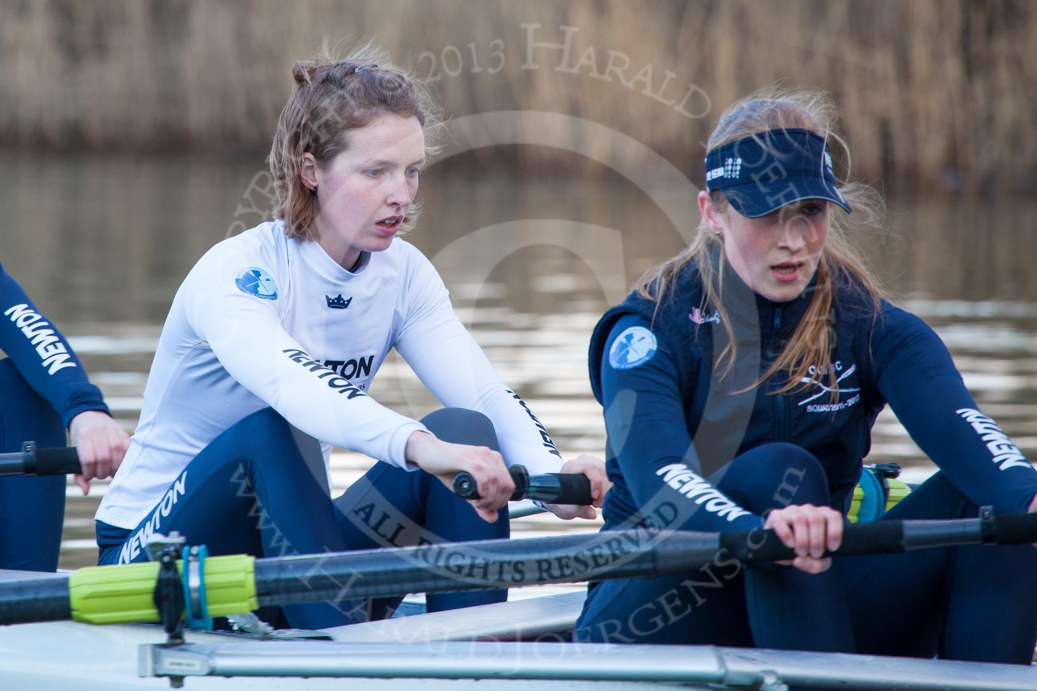 The Boat Race season 2013 - OUWBC training: OUWBC Blue Boat 2 seat Alice Carrington-Windo and 3 seat Mary Foord-Weston..
River Thames,
Wallingford,
Oxfordshire,
United Kingdom,
on 13 March 2013 at 17:14, image #112