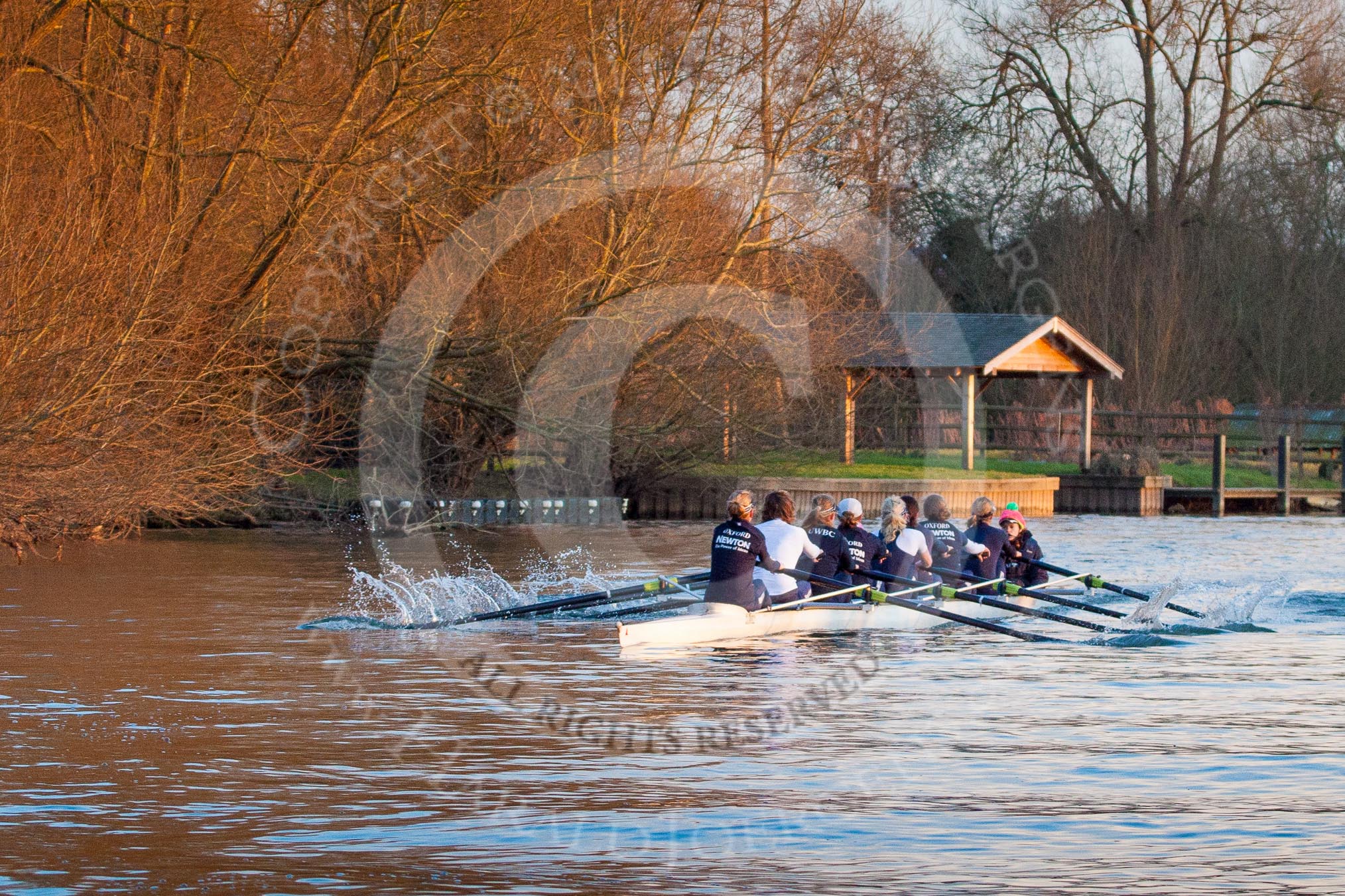 The Boat Race season 2013 - OUWBC training: In the OUWBC Blue Boat bow Mariann Novak, Alice Carrington-Windo, Mary Foord-Weston, Jo Lee, Amy Varney, Harriet Keane, Anastasia Chitty, stroke Maxie Scheske, and cox Katie Apfelbaum..
River Thames,
Wallingford,
Oxfordshire,
United Kingdom,
on 13 March 2013 at 17:36, image #175