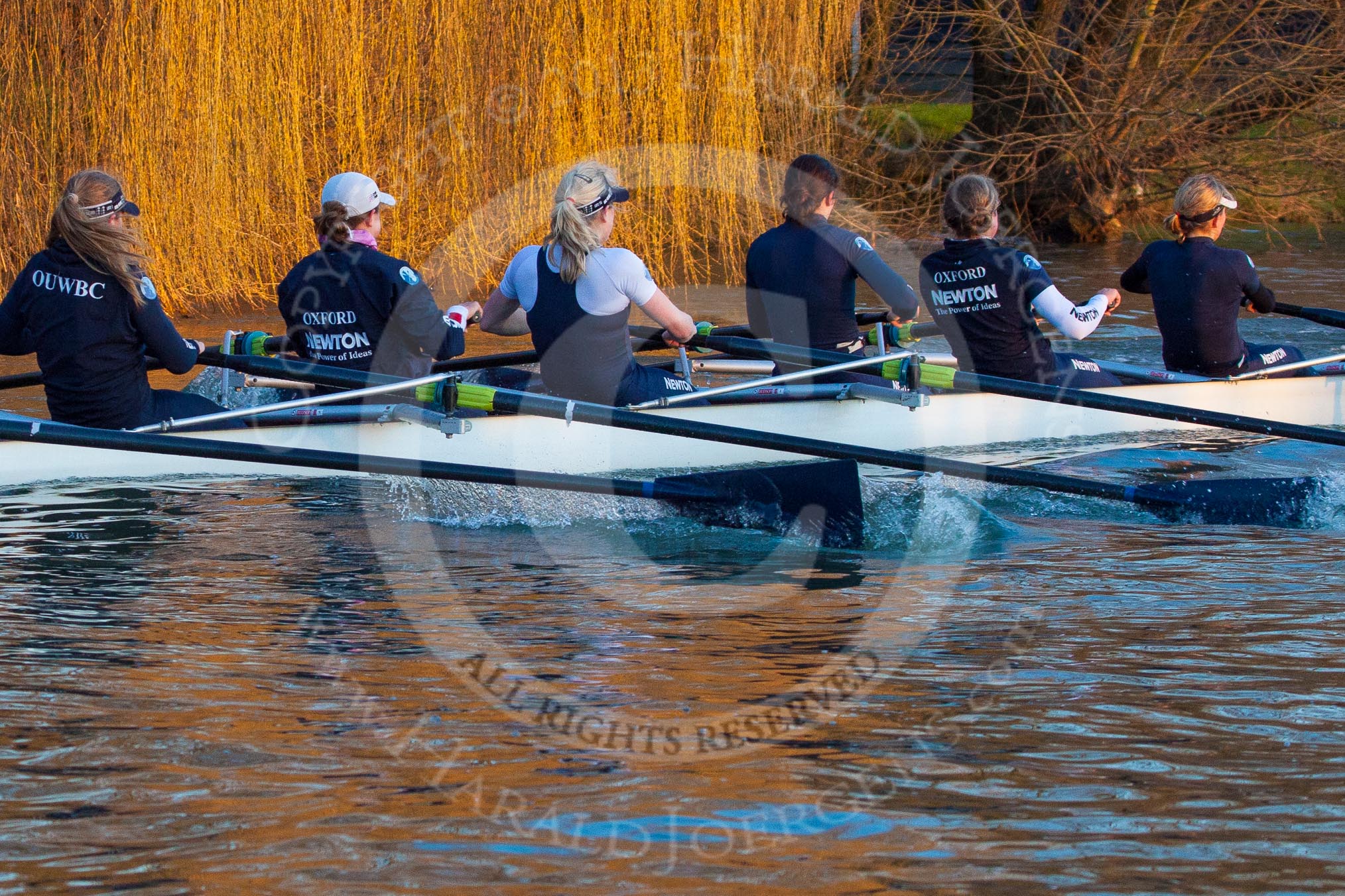 The Boat Race season 2013 - OUWBC training: In the OUWBC Blue Boat 3 seat Mary Foord-Weston, Jo Lee, Amy Varney, Harriet Keane, Anastasia Chitty, and stroke Maxie Scheske..
River Thames,
Wallingford,
Oxfordshire,
United Kingdom,
on 13 March 2013 at 17:37, image #176