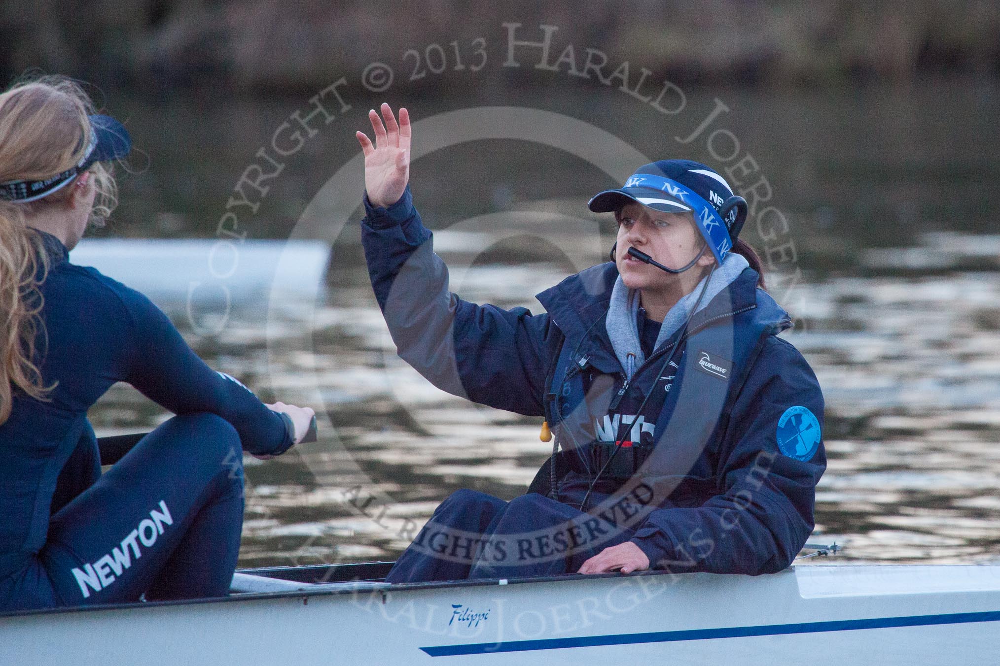 The Boat Race season 2013 - OUWBC training: Cox Sophie Shawdon in charge of Osiris, the OUWBC reserve boat. In front of Sophie is stroke Emily Chittock..
River Thames,
Wallingford,
Oxfordshire,
United Kingdom,
on 13 March 2013 at 18:00, image #199