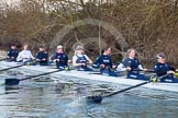 The Boat Race season 2013 - OUWBC training: In the OUWBC Blue Boat bow Mariann Novak, Alice Carrington-Windo, Mary Foord-Weston, Jo Lee, Amy Varney, Harriet Keane, Anastasia Chitty, and stroke Maxie Scheske..
River Thames,
Wallingford,
Oxfordshire,
United Kingdom,
on 13 March 2013 at 17:13, image #108