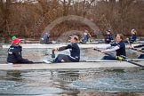 The Boat Race season 2013 - OUWBC training: The OUWBC Blue Boat racing Osiris, the reserve boat: In the Blue Boat cox Katie Apfelbaum, stroke Maxie Scheske, Anastasia Chitty, Harriet Keane, in Osiris cox Sophie Shawdon, stroke Emily Chittock, Annika Bruger, and Caitlin Goss..
River Thames,
Wallingford,
Oxfordshire,
United Kingdom,
on 13 March 2013 at 18:01, image #211