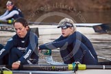 The Boat Race season 2013 - OUWBC training: The OUWBC Blue Boat racing Osiris, the reserve boat, here Blue Boat 6 seat Harriet Keane and 5 seat Amy Varney. In the bow of Osiris Coralie Viollet-Djelassi..
River Thames,
Wallingford,
Oxfordshire,
United Kingdom,
on 13 March 2013 at 18:01, image #213