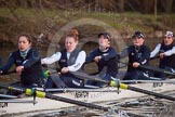 Photo 1303131802145D28529HaraldJoergens The Boat Race season 2013 - OUWBC training: In Osiris, the OUWBC reserve boat 5 seat Rachel Purkess, Eleanor Darlington, Hannah Ledbury, Elspeth Cumber, and bow Coralie Viollet-Djelassi..
River Thames,
Wallingford,
Oxfordshire,
United Kingdom,
on 13 March 2013 at 18:02, image #216