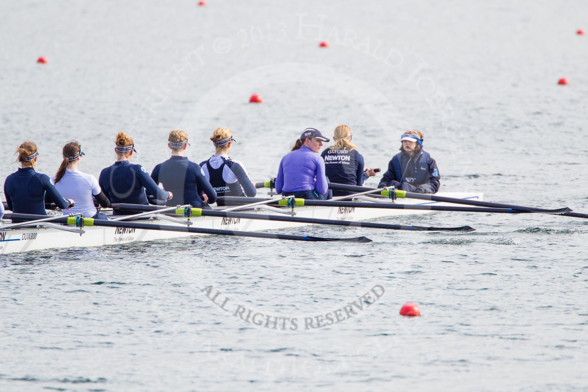 The Boat Race season 2013 - fixture OUWBC vs Olympians: In the Oxford (OUWBC) reserve boat Osiris 2 seat Elspeth Cumber, 3 Hannah Ledbury, 4 Eleanor Darlington, 5 Rachel Purkess, 6 Caitlin Goss, 7 Annika Bruger, stroke Emily Chittock and cox Sophie Shawdon..
Dorney Lake,
Dorney, Windsor,
Buckinghamshire,
United Kingdom,
on 16 March 2013 at 12:21, image #253