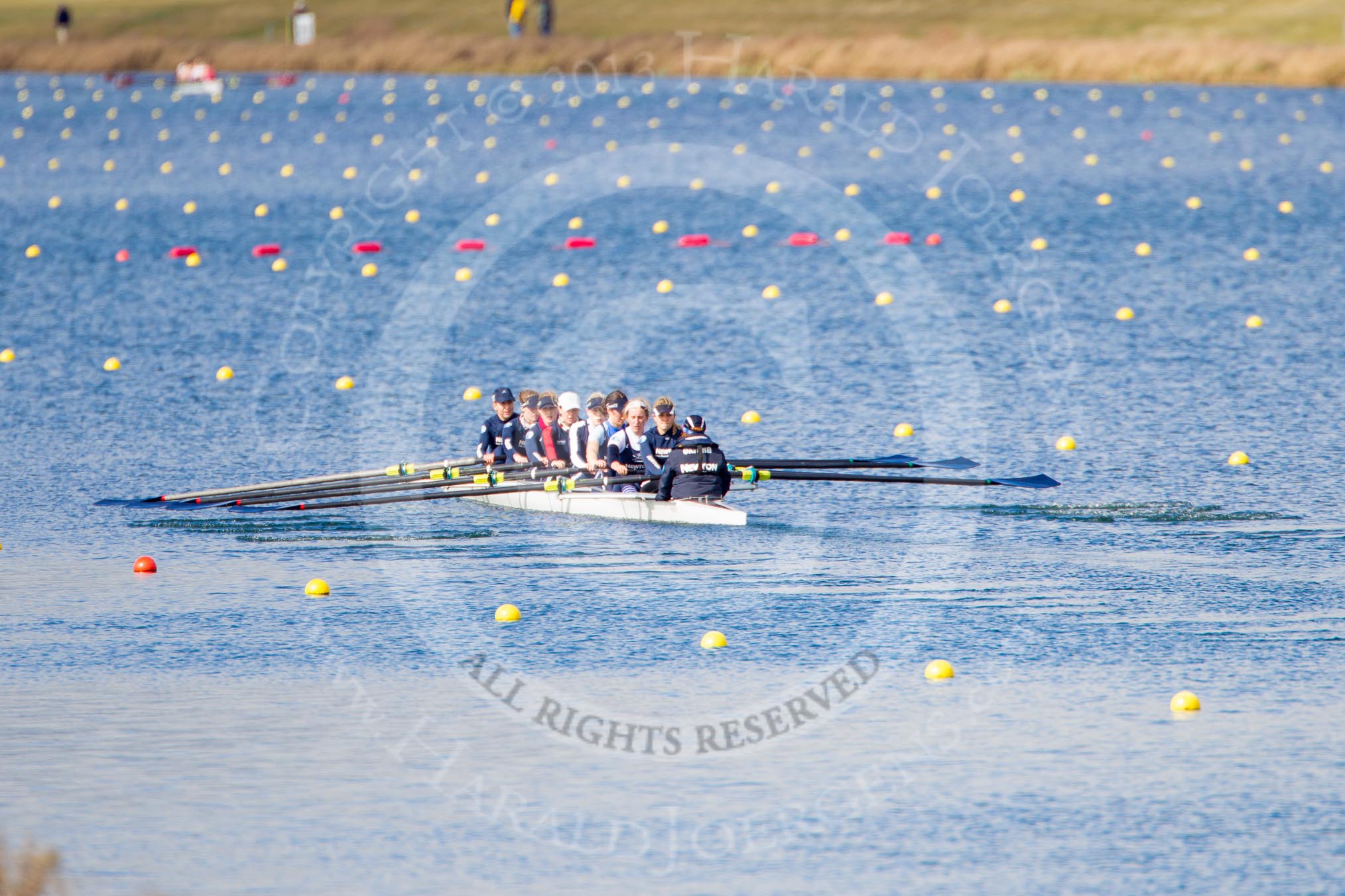 The Boat Race season 2013 - fixture OUWBC vs Olympians: In the Oxford (OUWBC) Blue Boat at bow Mariann Novak, 2 Alice Carrington-Windo, 3 Mary Foord-Weston, 4 Jo Lee, 5 Amy Varney, 6 Harriet Keane, 7 Anastasia Chitty, stroke Maxie Scheske, and cox Katie Apfelbaum..
Dorney Lake,
Dorney, Windsor,
Buckinghamshire,
United Kingdom,
on 16 March 2013 at 12:22, image #272