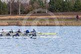 The Boat Race season 2013 - fixture OUWBC vs Olympians: The Olympians, in the yellow boat, racing the two OUWBC boats in a fixture at Dorney Lake. In front the Blue Boat, behind and a bit back the reserve boat Osiris, and on the bicyle OUWBC Head Coach Christine Wilson..
Dorney Lake,
Dorney, Windsor,
Buckinghamshire,
United Kingdom,
on 16 March 2013 at 12:17, image #210