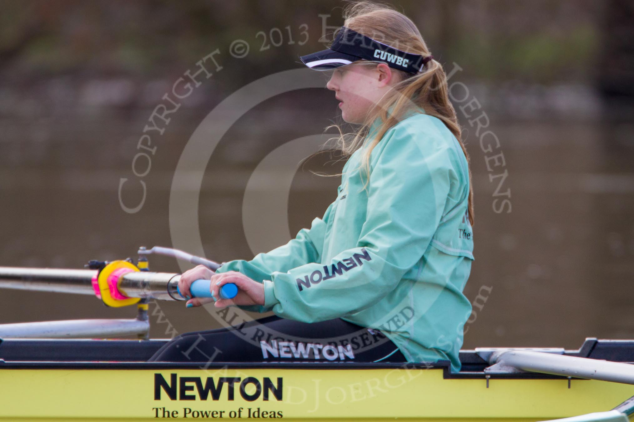 The Boat Race season 2013 - CUWBC training: The CUWBC reserve boat Blondie, in the 2 seat Anita Slotala..
River Thames near Remenham,
Henley-on-Thames,
Oxfordshire,
United Kingdom,
on 19 March 2013 at 15:32, image #29