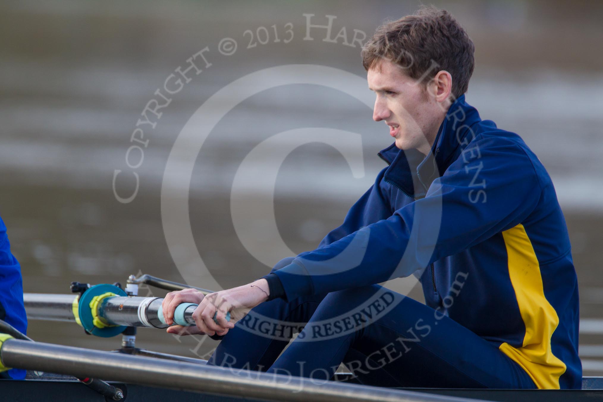 The Boat Race season 2013 - CUWBC training: The OULRC boat - bow James Kirkbride..
River Thames near Remenham,
Henley-on-Thames,
Oxfordshire,
United Kingdom,
on 19 March 2013 at 16:02, image #97