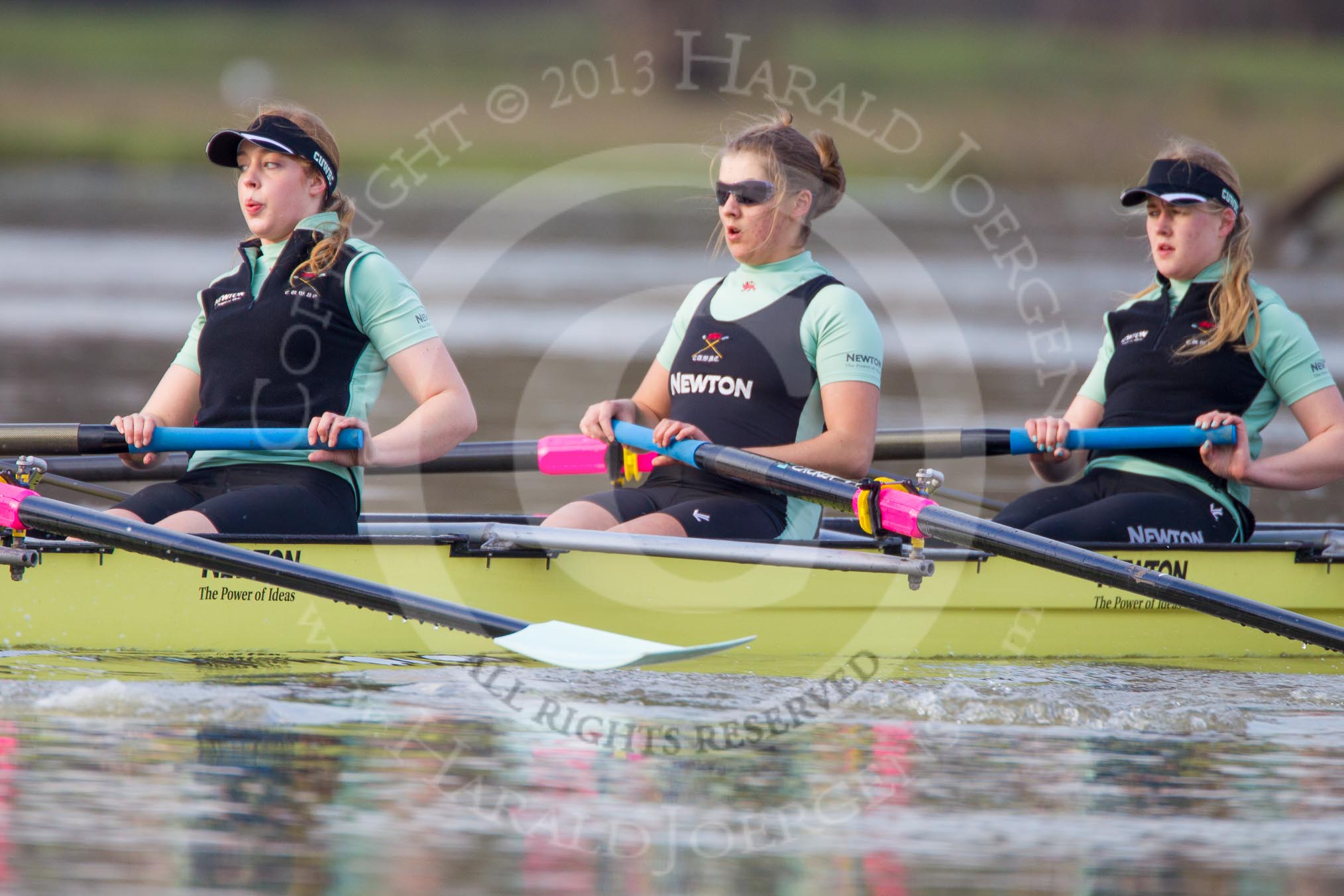 The Boat Race season 2013 - CUWBC training: In the CUWBC reserve boat Blondie in the 4 seat Lucy Griffin, 3 Rachel Boyd and 2 Ania Slotala..
River Thames near Remenham,
Henley-on-Thames,
Oxfordshire,
United Kingdom,
on 19 March 2013 at 16:07, image #115