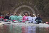 The Boat Race season 2013 - CUWBC training: The CUWBC Blue Boat arriving for a training session..
River Thames near Remenham,
Henley-on-Thames,
Oxfordshire,
United Kingdom,
on 19 March 2013 at 15:29, image #17