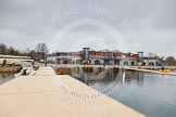 The boathouse at Eton Dorney in the morning of the Henley Boat Races.