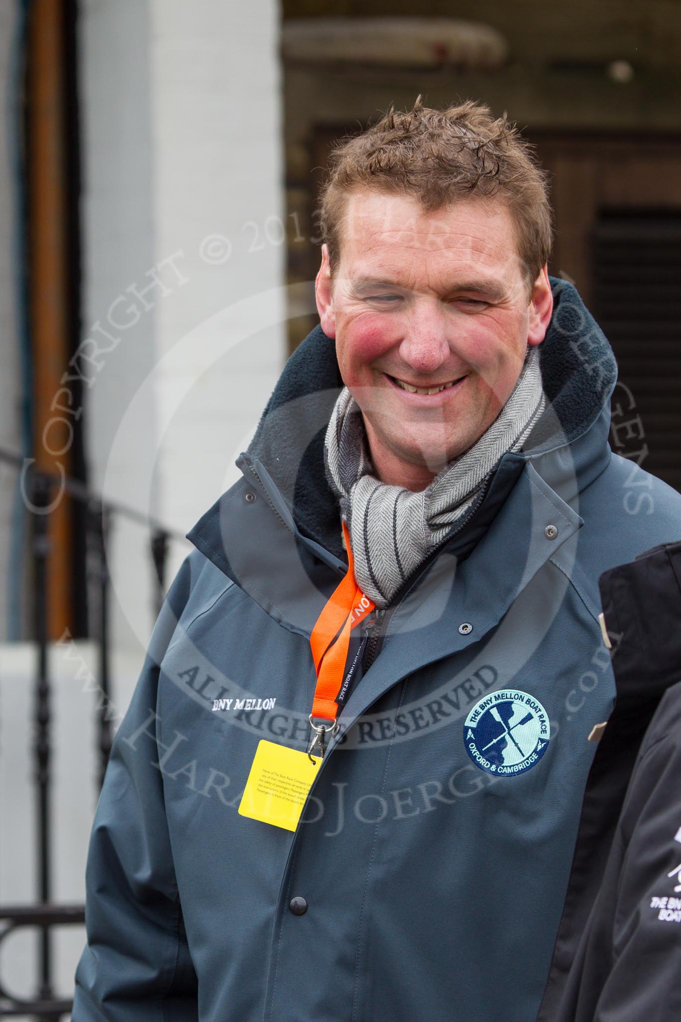The Boat Race 2013: Sir Matthew Pinsent, umpire for the 2013 Boat Race Blue Boat race, hours before the start of the event..
Putney,
London SW15,

United Kingdom,
on 31 March 2013 at 12:52, image #55