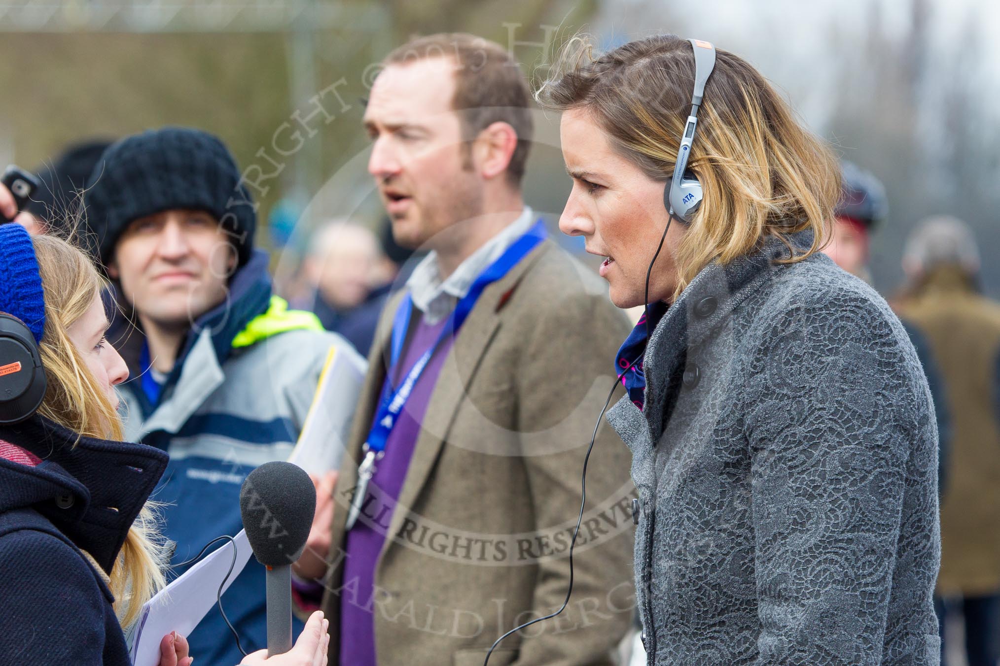 The Boat Race 2013: Katherine Grainger, Olympic 2012 gold medalist, during an interview by the BBC, hours before the start of the 2013 Boat Race..
Putney,
London SW15,

United Kingdom,
on 31 March 2013 at 13:22, image #62
