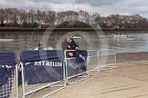 The Boat Race 2013: Getting ready for the 2013 Boat Race - covering barriers with logos of the sponsor of the event, BNY Mellon..
Putney,
London SW15,

United Kingdom,
on 31 March 2013 at 11:10, image #8