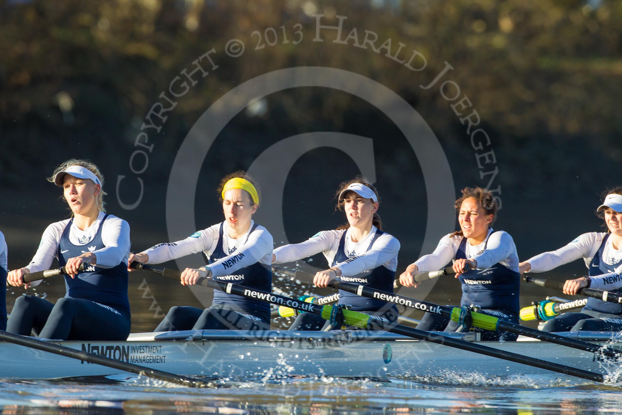 The Boat Race season 2014 - Women's Trial VIIIs (OUWBC, Oxford): Cleopatra: 6 Elo Luik, 5 Harriet Keane, 4 Hannah Ledbury, 3 Isabelle Evans, 2 Chloe Farrar..
River Thames between Putney Bridge and Mortlake,
London SW15,

United Kingdom,
on 19 December 2013 at 12:44, image #79