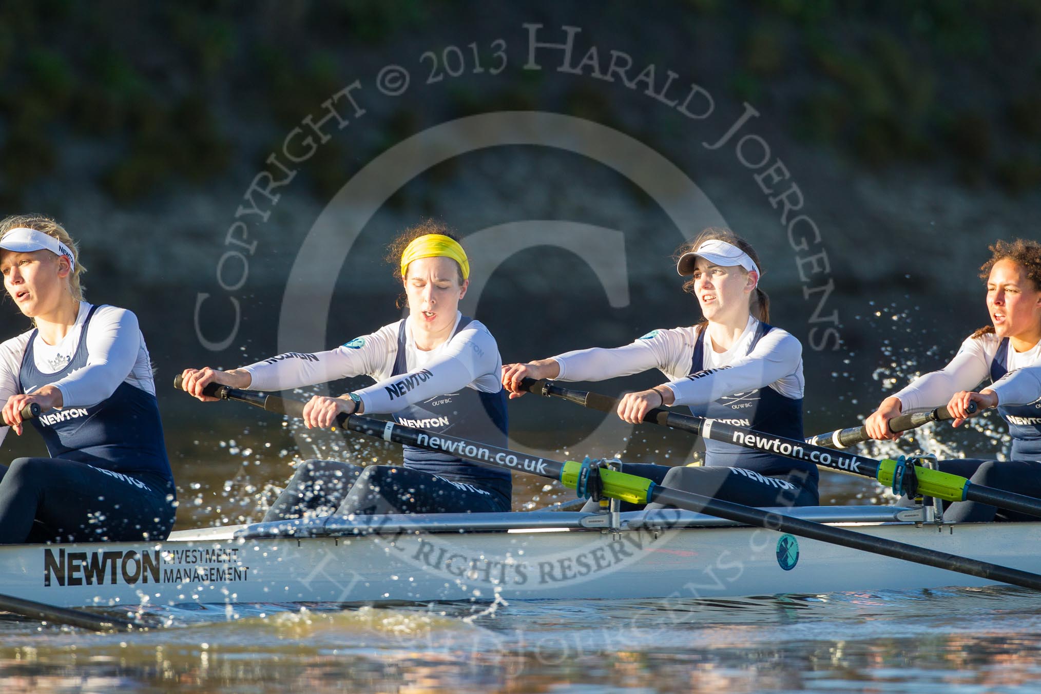 The Boat Race season 2014 - Women's Trial VIIIs (OUWBC, Oxford): Cleopatra: 6 Elo Luik, 5 Harriet Keane, 4 Hannah Ledbury, 3 Isabelle Evans..
River Thames between Putney Bridge and Mortlake,
London SW15,

United Kingdom,
on 19 December 2013 at 12:49, image #115