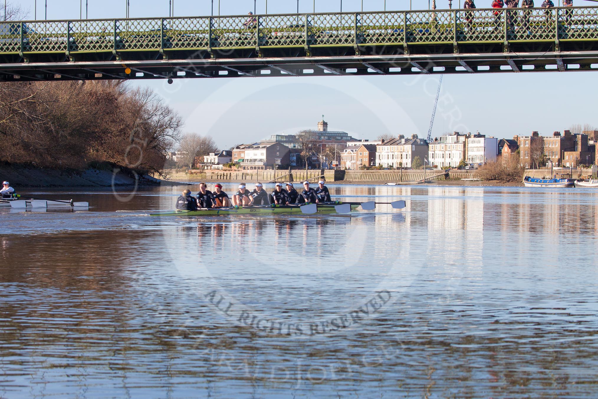 The Boat Race season 2014 - Women's Trial VIIIs (OUWBC, Oxford): Boudicca vs Cleopatra..
River Thames between Putney Bridge and Mortlake,
London SW15,

United Kingdom,
on 19 December 2013 at 12:50, image #126