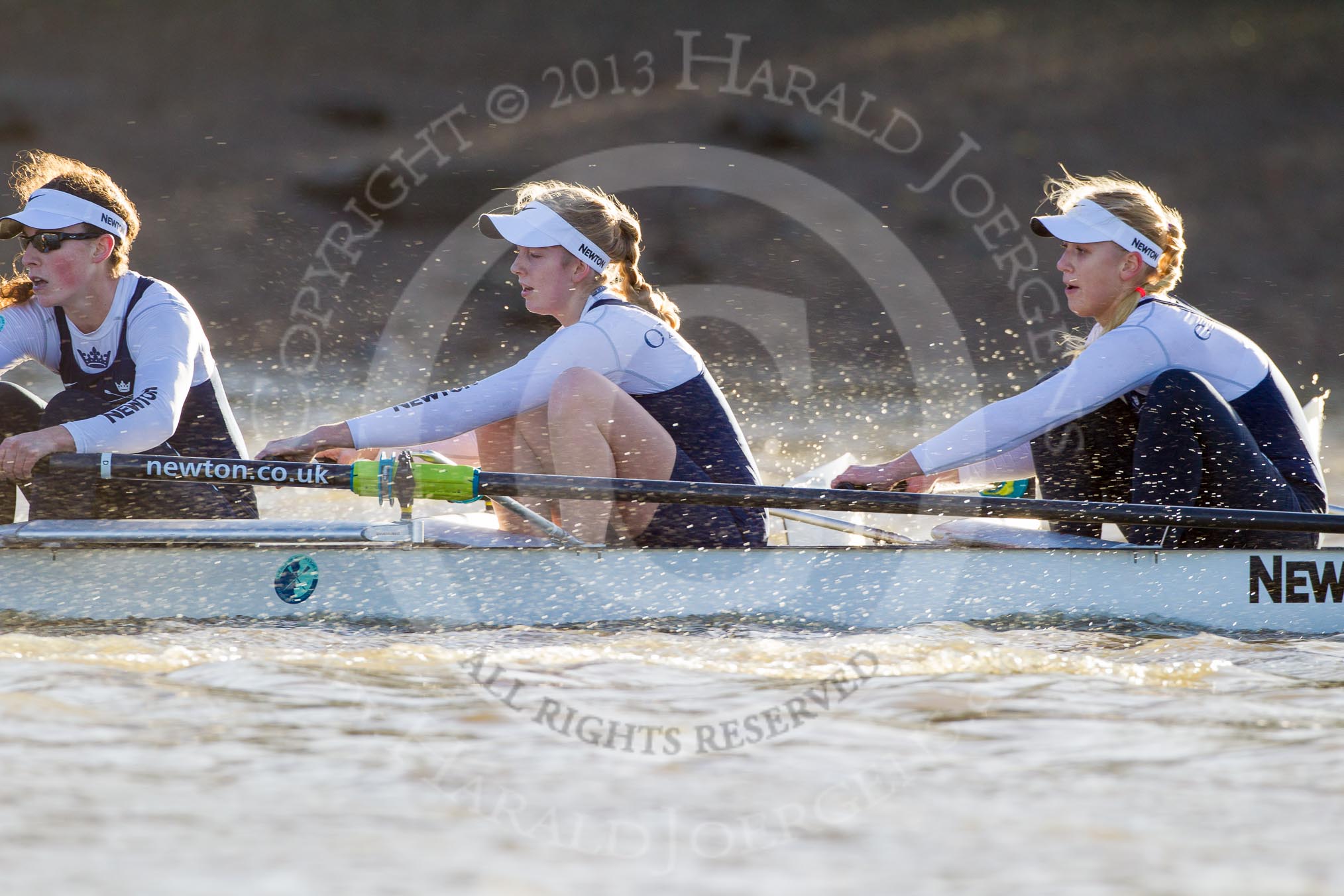 The Boat Race season 2014 - Women's Trial VIIIs (OUWBC, Oxford): Cleopatra: Stroke Laura Savarese, 7 Amber de Vere, 6 Elo Luik..
River Thames between Putney Bridge and Mortlake,
London SW15,

United Kingdom,
on 19 December 2013 at 12:54, image #152