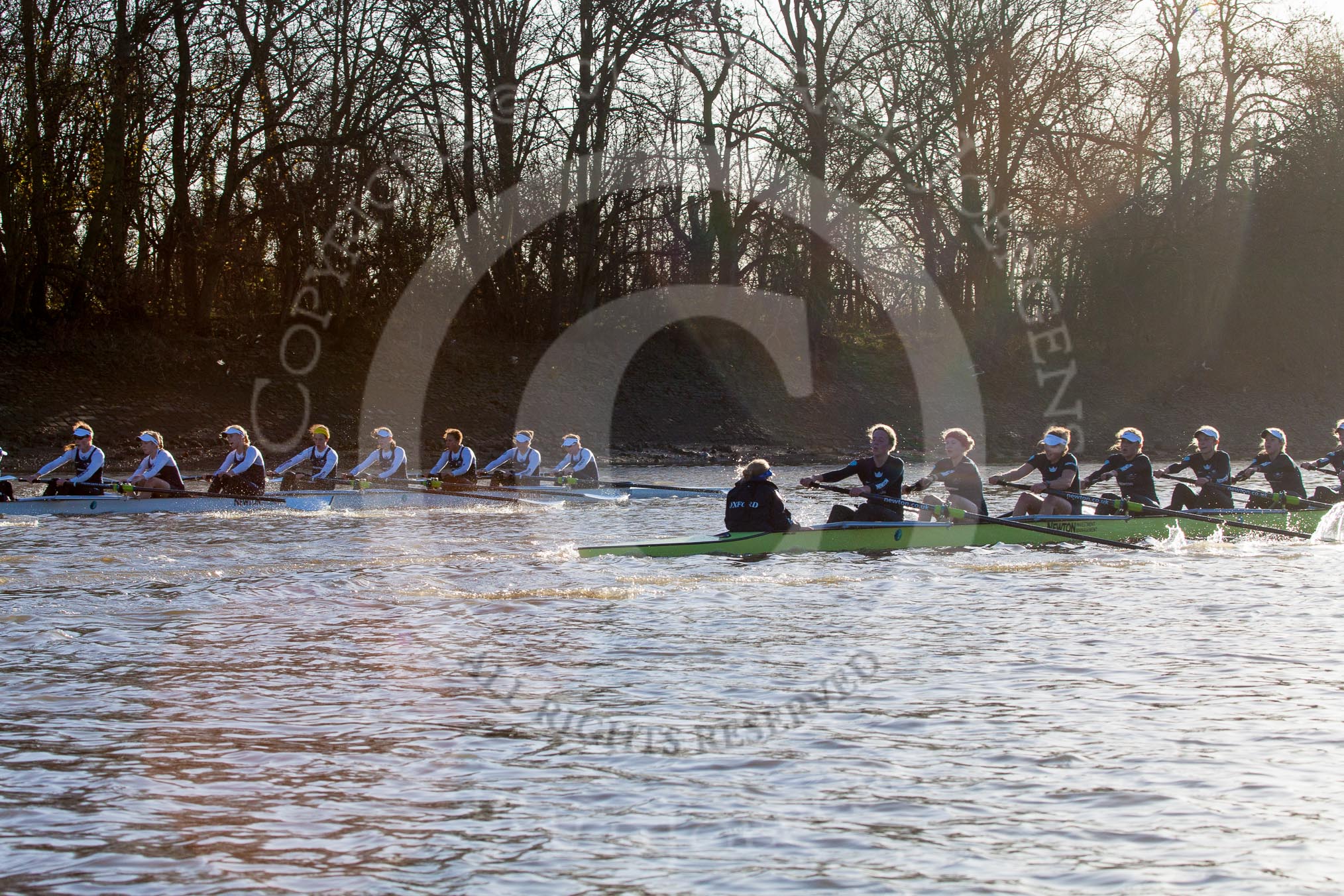 The Boat Race season 2014 - Women's Trial VIIIs (OUWBC, Oxford): Boudicca vs Cleopatra..
River Thames between Putney Bridge and Mortlake,
London SW15,

United Kingdom,
on 19 December 2013 at 12:55, image #159