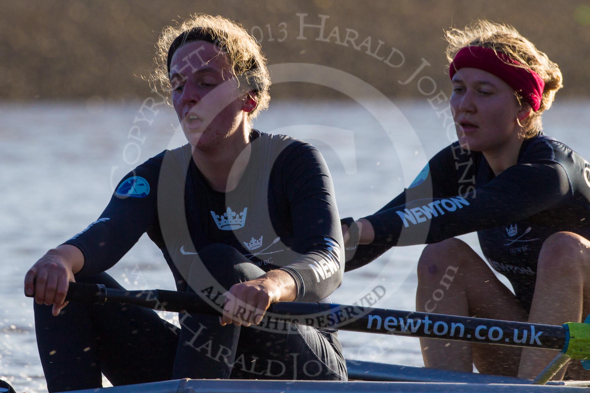 The Boat Race season 2014 - Women's Trial VIIIs (OUWBC, Oxford): Boudicca: C Stroke Anastasia Chitty, 7 Maxie Scheske..
River Thames between Putney Bridge and Mortlake,
London SW15,

United Kingdom,
on 19 December 2013 at 12:58, image #188
