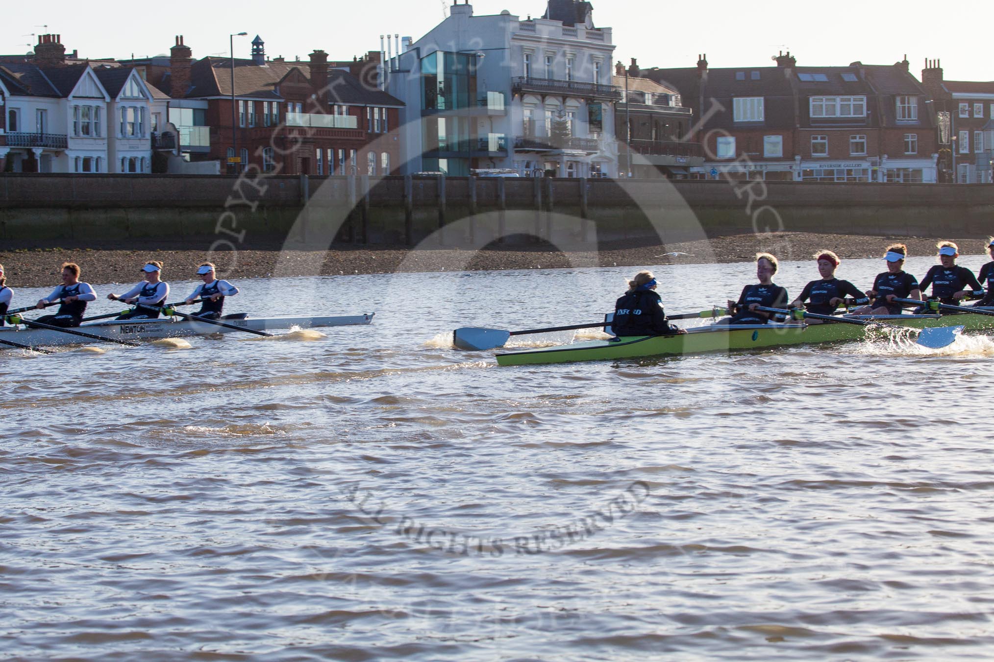 The Boat Race season 2014 - Women's Trial VIIIs (OUWBC, Oxford): Boudicca vs Cleopatra..
River Thames between Putney Bridge and Mortlake,
London SW15,

United Kingdom,
on 19 December 2013 at 12:59, image #198