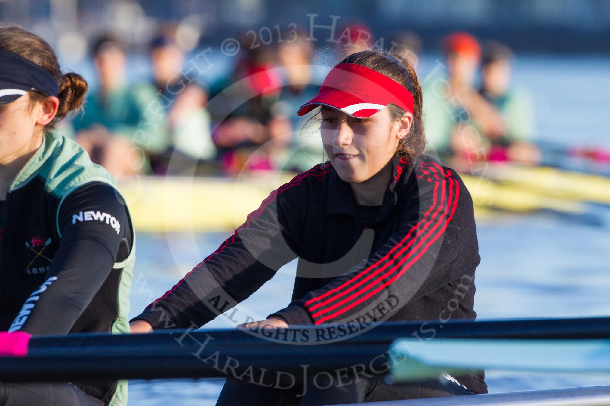 The Boat Race season 2014 - Women's Trial VIIIs(CUWBC, Cambridge): Wink Wink: Bow Ella Barnard..
River Thames between Putney Bridge and Mortlake,
London SW15,

United Kingdom,
on 19 December 2013 at 13:49, image #283