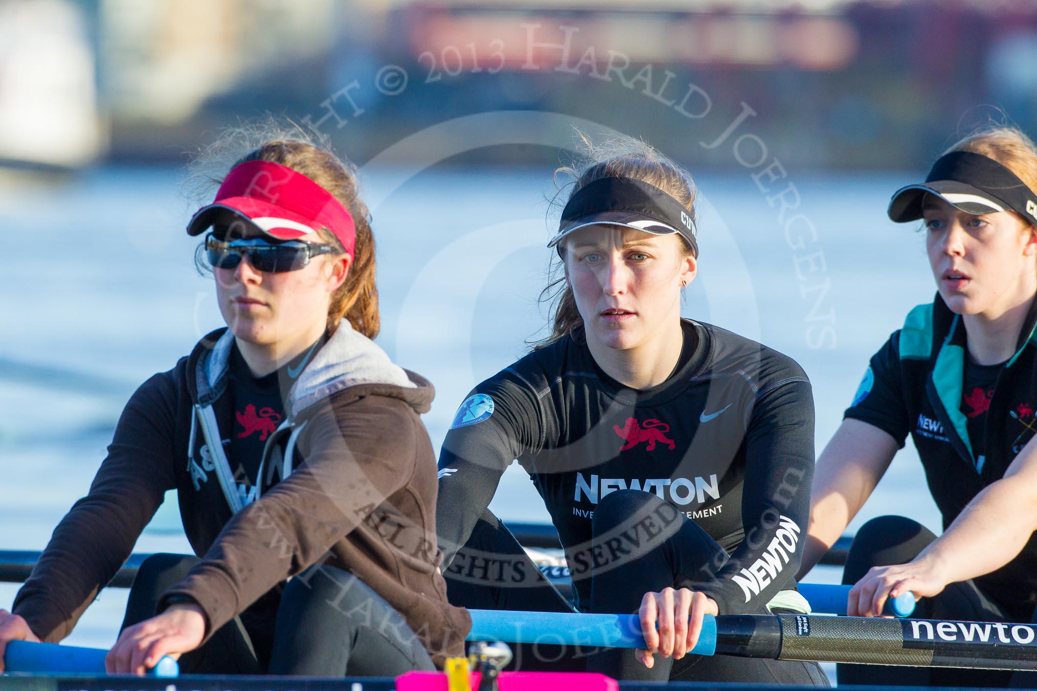 The Boat Race season 2014 - Women's Trial VIIIs(CUWBC, Cambridge): Wink Wink: 6 Fiona Macklin, 5 Caroline Reid, 4 Sara Lackner..
River Thames between Putney Bridge and Mortlake,
London SW15,

United Kingdom,
on 19 December 2013 at 13:49, image #285