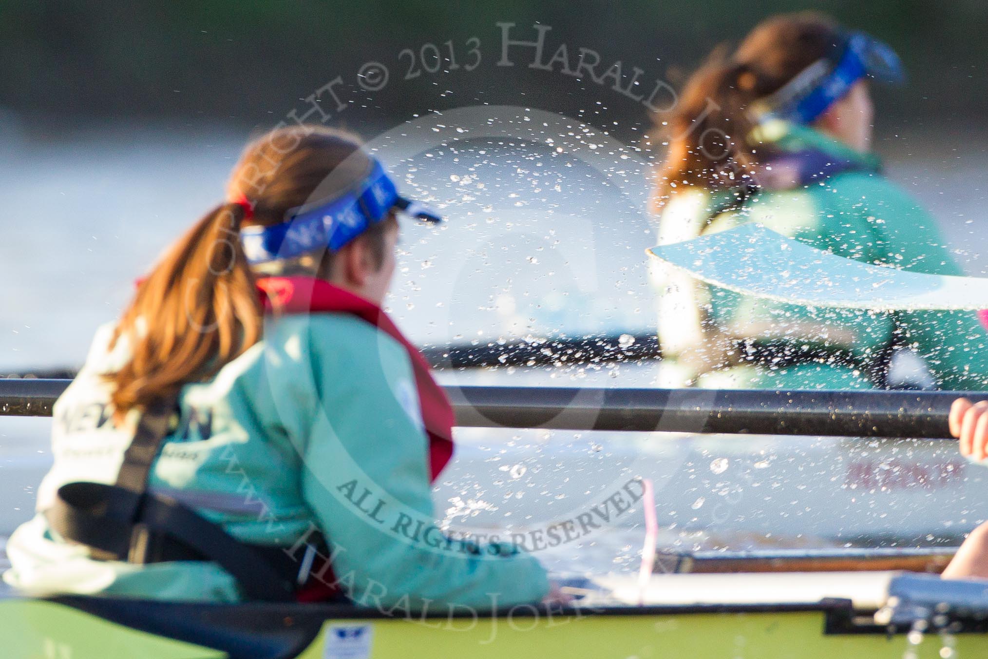 The Boat Race season 2014 - Women's Trial VIIIs(CUWBC, Cambridge): Nudge Nudge vs Wink Wink..
River Thames between Putney Bridge and Mortlake,
London SW15,

United Kingdom,
on 19 December 2013 at 14:04, image #356