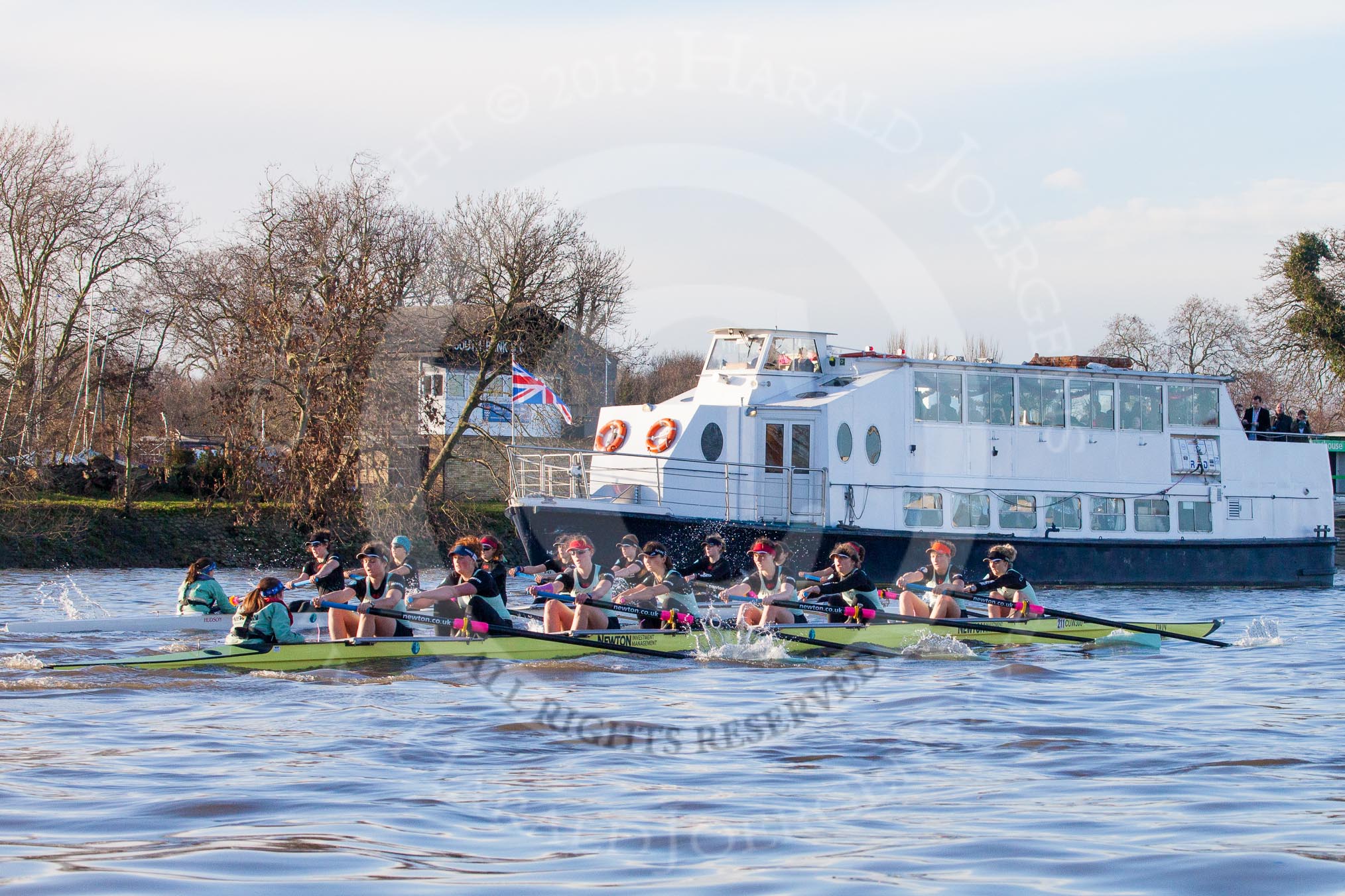 The Boat Race season 2014 - Women's Trial VIIIs(CUWBC, Cambridge): Nudge Nudge vs Wink Wink..
River Thames between Putney Bridge and Mortlake,
London SW15,

United Kingdom,
on 19 December 2013 at 14:04, image #357