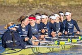 The Boat Race season 2014 - Women's Trial VIIIs (OUWBC, Oxford): Boudicca: Cox Erin Wysocki-Jones, Stroke Anastasia Chitty, 7 Maxie Scheske, 6 Lauren Kedar, 5 Nadine Graedel Iberg, 4 Hannah Roberts, 3 Clare Jamison, 2 Dora Amos, Bow Merel Lefferts..
River Thames between Putney Bridge and Mortlake,
London SW15,

United Kingdom,
on 19 December 2013 at 12:37, image #38