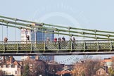 The Boat Race season 2014 - Women's Trial VIIIs (OUWBC, Oxford): Onlookers watching the race from Hammersmith Bridge..
River Thames between Putney Bridge and Mortlake,
London SW15,

United Kingdom,
on 19 December 2013 at 12:49, image #122