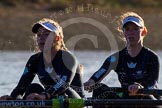 The Boat Race season 2014 - Women's Trial VIIIs (OUWBC, Oxford): Boudicca: 3 Clare Jamison, 2 Dora Amos..
River Thames between Putney Bridge and Mortlake,
London SW15,

United Kingdom,
on 19 December 2013 at 12:58, image #184