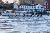 The Boat Race season 2014 - Women's Trial VIIIs(CUWBC, Cambridge): Wink Wink: Cox Priya Crosby, Stroke Melissa Wilson, 7 Jilly Tovey, 6 Fiona Macklin, 5 Caroline Reid, 4 Sara Lackner, 3 Hannah Roberst, 2 Sarah Crowther, Bow Ella Barnard..
River Thames between Putney Bridge and Mortlake,
London SW15,

United Kingdom,
on 19 December 2013 at 14:02, image #309