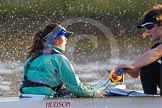 The Boat Race season 2014 - Women's Trial VIIIs(CUWBC, Cambridge): Wink Wink: Cox Priya Crosby, Stroke Melissa Wilson..
River Thames between Putney Bridge and Mortlake,
London SW15,

United Kingdom,
on 19 December 2013 at 14:19, image #494