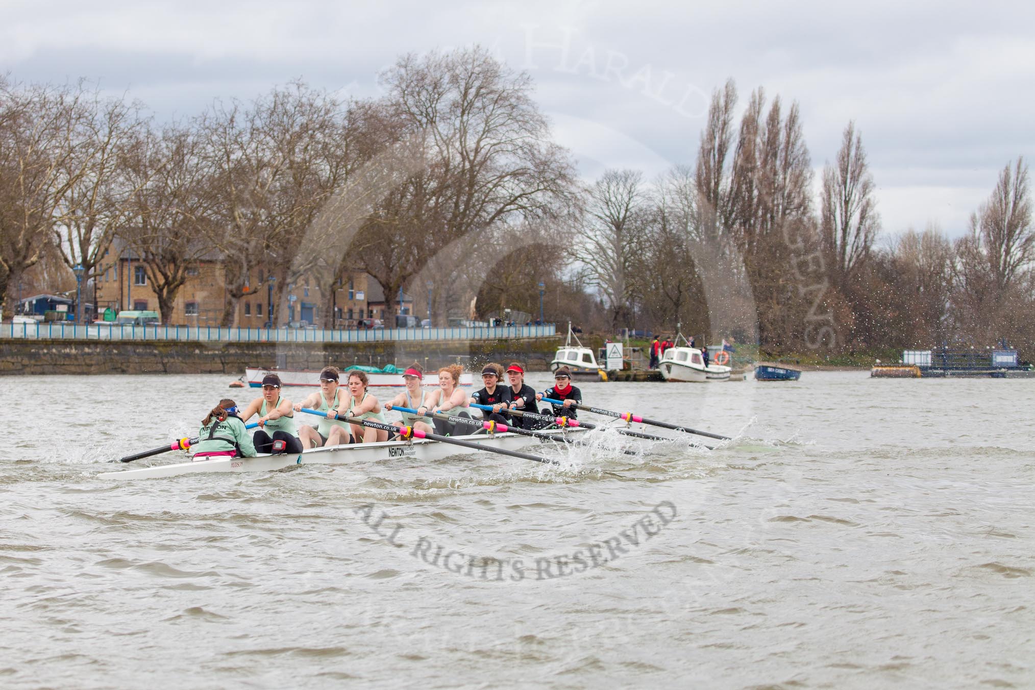 The Boat Race season 2014 - fixture CUWBC vs Thames RC: The leading Cambridge boat just having passed the Putney boat houses..




on 02 March 2014 at 13:11, image #55