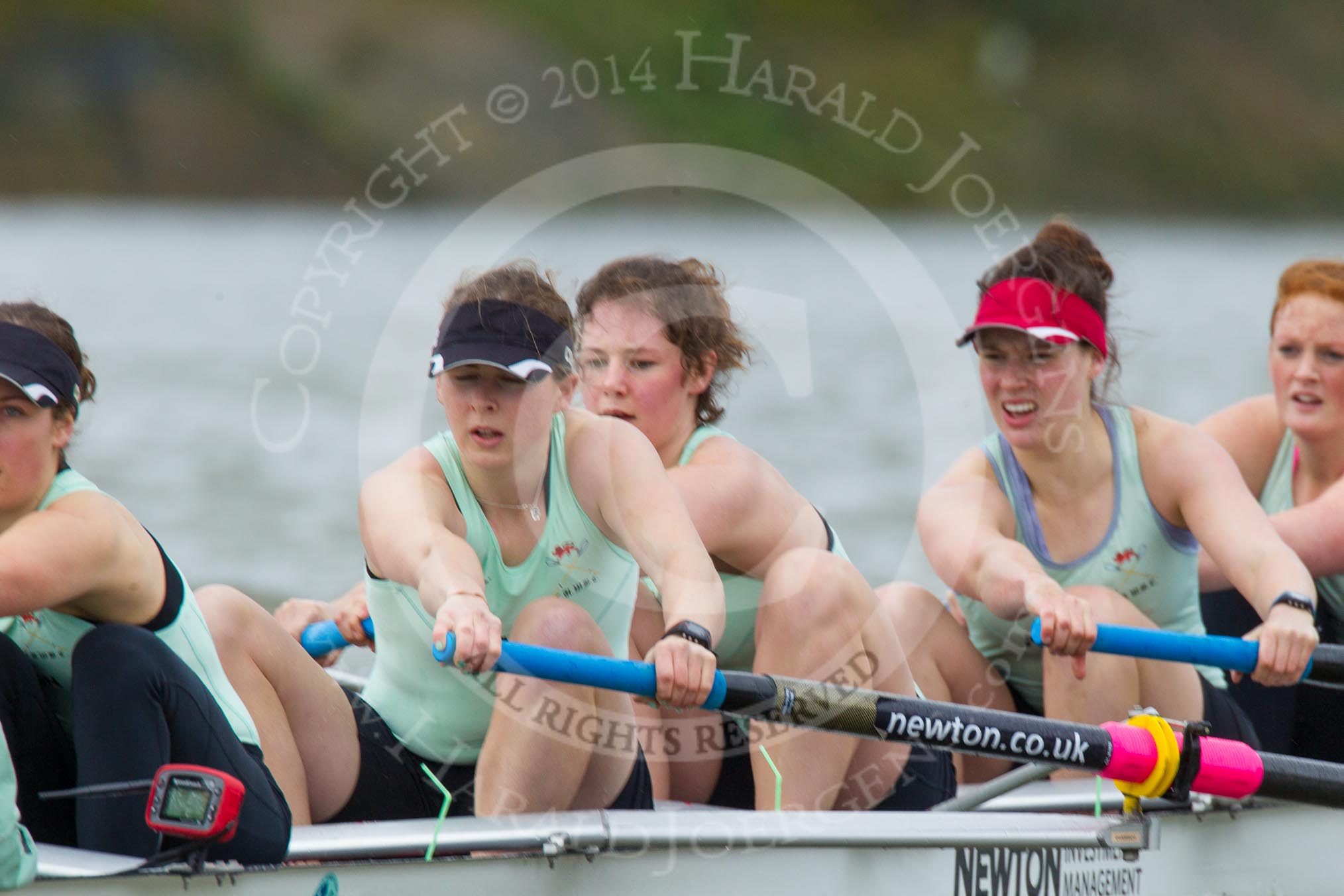 The Boat Race season 2014 - fixture CUWBC vs Thames RC: The Cambridge boat:  Stroke Emily Day, 7 Claire Watkins, 6 Melissa Wilson, 5 Catherine Foot, and 4 Izzy Vyvyan..




on 02 March 2014 at 13:11, image #56