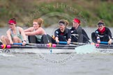 The Boat Race season 2014 - fixture CUWBC vs Thames RC: In the Cambridge boat 5 Catherine Foot, 4 Izzy Vyvyan, 3 Holly Game, 2 Kate Ashley, bow Caroline Reid..




on 02 March 2014 at 13:17, image #120