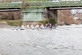 The Boat Race season 2014 - fixture CUWBC vs Thames RC: The leading Cambridge boat at Hammersmith Bridge..




on 02 March 2014 at 13:18, image #123
