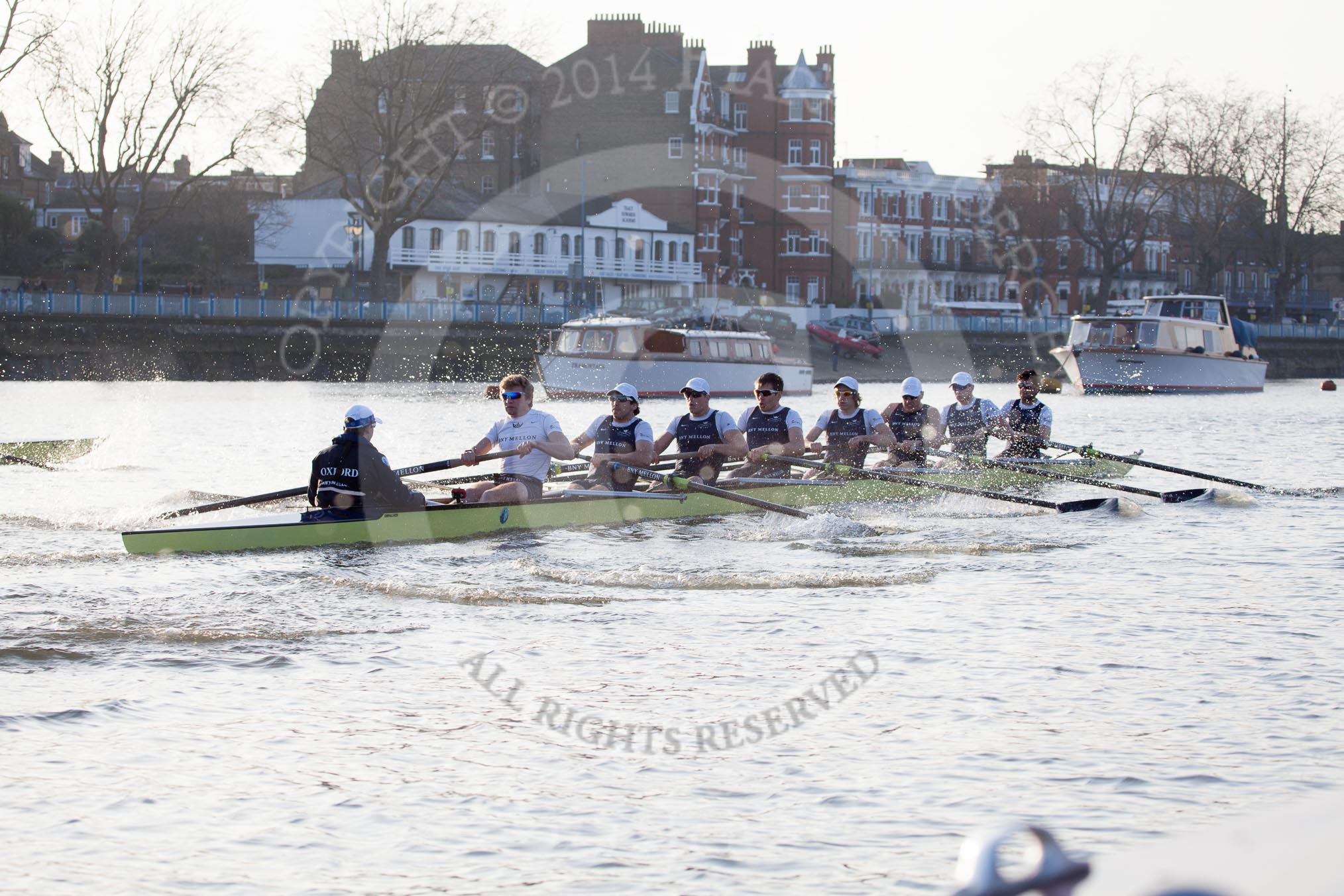 The Boat Race season 2014 - fixture OUBC vs German U23: The OUBC boat bewteen Putney Bridge and the boat houses..
River Thames between Putney Bridge and Chiswick Bridge,



on 08 March 2014 at 16:46, image #38