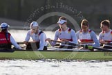 The Boat Race season 2014 - fixture OUBC vs German U23: The German U23 boat waiting under Putney Bridge: Cox Torben Johannesen, stroke Eike Kutzki, 7 Ole Schwiethal, 6 Arne Schwiethal, 5 Johannes Weissenfeld..
River Thames between Putney Bridge and Chiswick Bridge,



on 08 March 2014 at 16:43, image #23