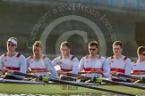 The Boat Race season 2014 - fixture OUBC vs German U23: The German U23 boat waiting under Putney Bridge:  7 Ole Schwiethal, 6 Arne Schwiethal, 5 Johannes Weissenfeld, 4 Maximilian Korge, 3 Malte Daberkow, 2 Finn Knuppel..
River Thames between Putney Bridge and Chiswick Bridge,



on 08 March 2014 at 16:43, image #24