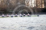 The Boat Race season 2014 - fixture OUBC vs German U23: The German U23-boat approaching the Harrods Depository..
River Thames between Putney Bridge and Chiswick Bridge,



on 08 March 2014 at 16:50, image #100