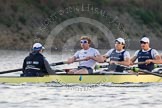 The Boat Race season 2014 - fixture OUBC vs German U23: The OUBC boat: Cox Laurence Harvey, stroke Constantine Louloudis, 7 Sam O’Connor, 6 Michael Di Santo..
River Thames between Putney Bridge and Chiswick Bridge,



on 08 March 2014 at 16:51, image #111